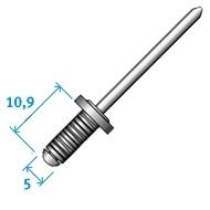 Grooved Rivet 5x10.9mm (100 pieces)