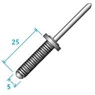 Grooved Rivet 5x25mm (100 Pieces)