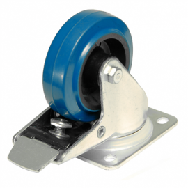 Swivel Castor 100mm with Brake, Blue wheel